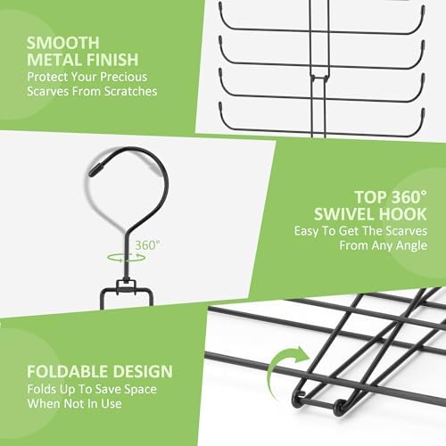 Metal Scarf Hanger, Hanging Scarf Organizer for Closet, Holds 40 Scarves - Image 4