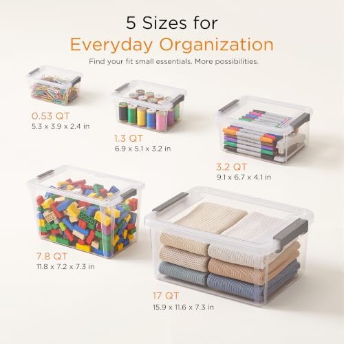 Citylife 6Packs 1.3Qt Small Storage Bins with Lids,Stackable Clear - Image 5