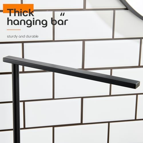Black Towel Racks Stand 1-Tier Hand Towel Holder for Bathrooms Vanity Countertop with Heavy Marble Base Thicken Steady, Stainless Steel AN7002MB - Image 6