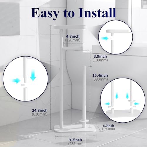 Kitsure Metal Toilet Paper Holder Free Standing, Medium, White - Image 2