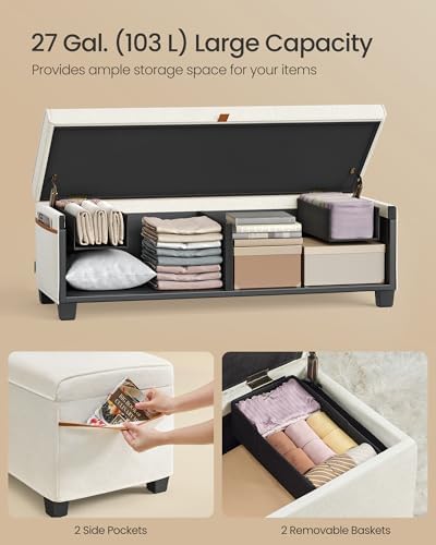 SONGMICS Storage Ottoman, 15.8 x 43.3 x 15.8 Inches, 27 Gal. (103 L) - Image 5