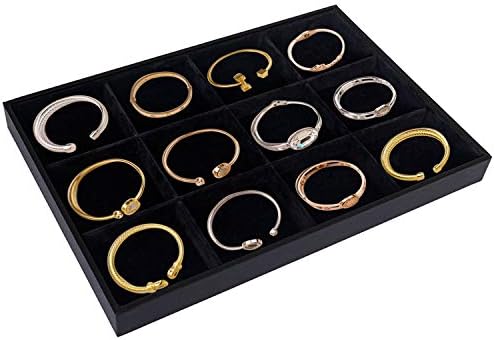 Stratalife 12 Grid Velvet Jewelry Organizer Tray, 13.8" x 9.4" x 1.2" - Image 4