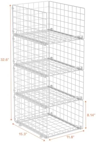 Yociyoga 4-Tier Stackable Closet Storage Shelves, Pull-Out Closet Shelf and Storage Basket Anti-Tipping, Space-Saving Clothes Storage Drawer for Closet System, Wardrobe, Bedroom & Dorm, White - Image 3