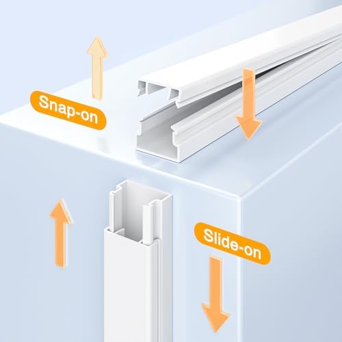 Delamu 56.7in Cord Hider, Cord Covers for Mini Wire on Wall, Paintable Cable Hider Wire Covers for Cords, Self-Adhesive Cable Cover Management, Easy Set-up Wires Hiders for TV, W0.55 H0.4in, White - Image 3