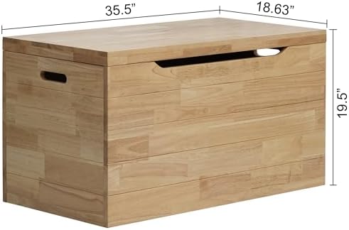 eHemco Solid Hardwood Storage Trunk, Natural, 35.5x18.63x19.5 - Image 3