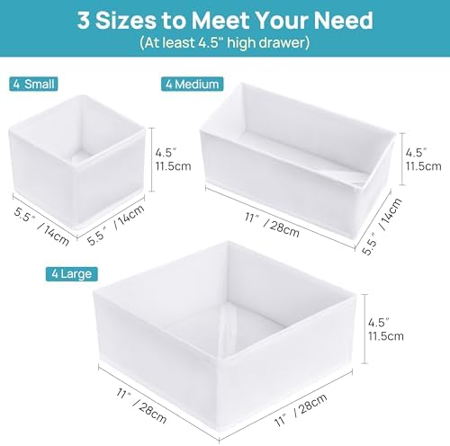 Vtopmart 12 Pack Baby Clothes Organizer, Foldable Fabric Drawer Bins, White - Image 6
