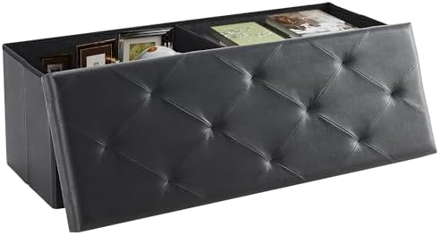 DUMOS 43 Inch Folding Storage Ottoman Bench, Large Ottoman with Storage by DumosLifestyle