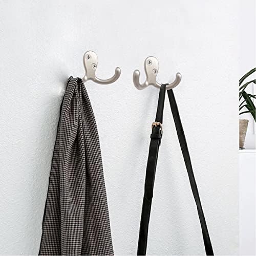 10pcs Coat Hooks Hardware, Wall Hooks Heavy Duty Hooks for Hanging Coats Double No Rust Hook Wall Mounted for Key, Towel, Bags, Cup, Hat (Silvery) - Image 3