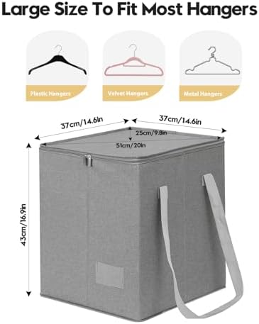 Qozary Clothes Hanger Organizer Bag-Rigid Hanger Storage Containers with Lid for Dustproof, Large Sturdy Hanger Caddy Organizer Box with Handle - Image 2
