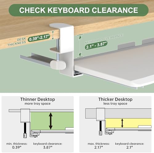 UPGRAVITY Extra Large Keyboard Tray Under Desk White - Image 4