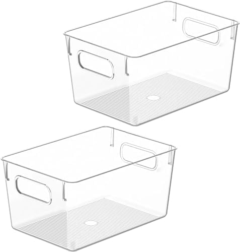Clear Plastic Storage Bins, Pantry Organizers and Storage Containers Fridge Organizer Bins for Organizing Kitchen Cabinet Organizer Bin Bathroom Freezer Refrigerator Organization by CONTROLKITCHEN