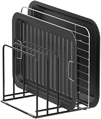 KORRTFID Kitchen Cabinet Organizer, Steel Cookware Holder, Divided Holder with 5 Slots for Skillets Baking Tray and Chopping Board Rack - Baking Pan Holder Storage (1 PC) by KORRTFID