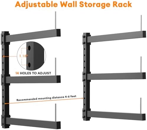 Lumber Storage Rack Wall Mount - Wood Storage Racks Heavy Duty Metal Shelf Wall Mount Wood Organizer Racks for Shed, Workshop, Garage, Basement, Wall Storage Racks - Indoor & Outdoor Use - Image 5