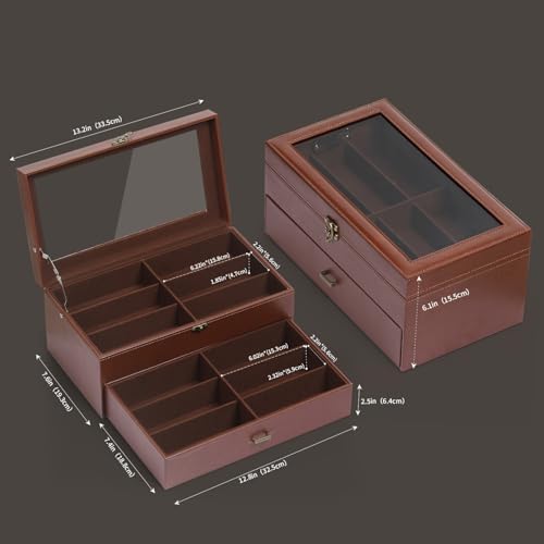 AUTOARK Leather & Velvet 12 Piece Eyeglasses Display Case,Coffee,AW-164 - Image 2