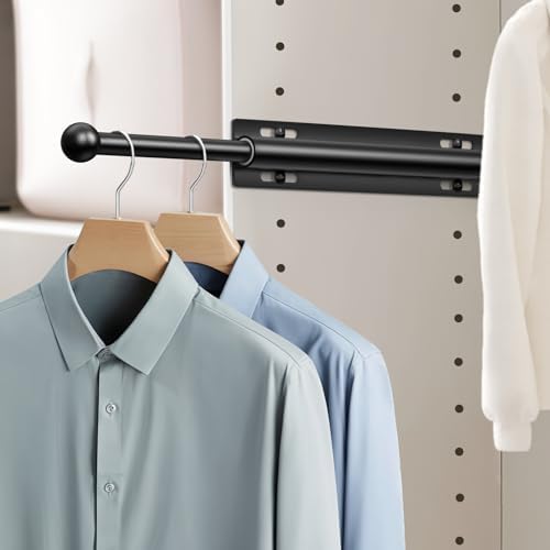 Supforce 12" Valet Rod for Closet Pull Out for Wardrobes RV, Matte Black by Supforce