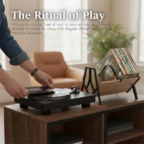 Vinyl Record Storage Rack for 50 LPs, Vinyl Record Album Holder Heavy-Duty Record Storage Shelf with Handles, Record Holder, Multi-Purpose Organizer - Image 4