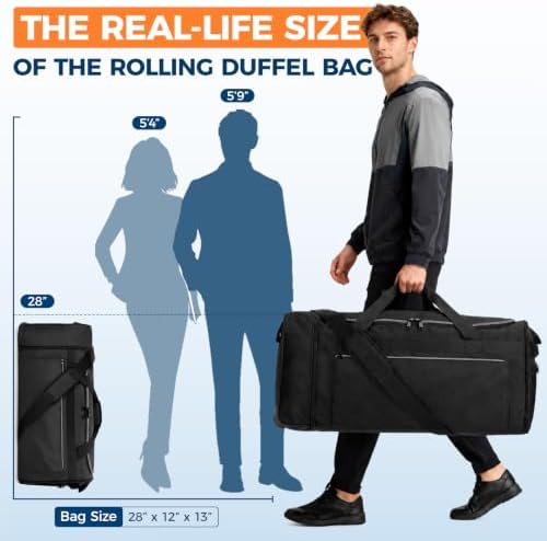 uarition 70L Foldable Rolling Duffle Bag with Wheels - Image 2