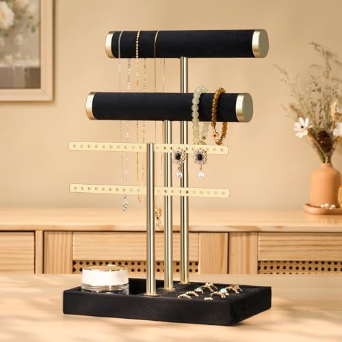 Jewelry Organizer Stand for Necklaces, Bracelets, Earrings, Rings, Black - Image 3