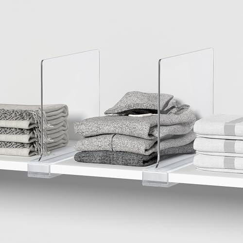 12 PCS Shelf Dividers for Closet Organization Acrylic Clear Closet Shelf Divider for Wooden Shelving Suitable for Wooden or Vertical Shelves Or Bedroom, Kitchen and Office - Image 5