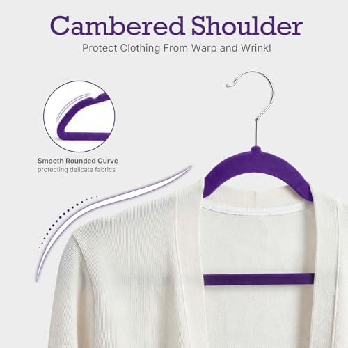 HOUSE DAY Noble-Purple Velvet Hangers 60 Pack, Non Slip Clothes Hanger - Image 4