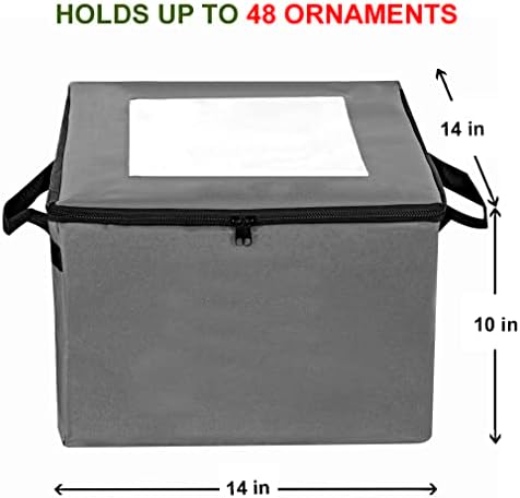 ProPik Holiday Ornament Storage Box Organizer Chest, With 3 Separate Removable Trays Holds Up to 48 Ornaments Balls, Three separated Trays With Dividers To Organize Bulbs (Gray) - Image 6