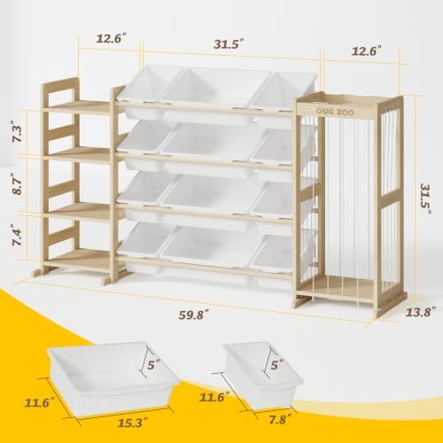 IKALIFE Large Kids Toy Storage Organizer with 12 Plastic Bins, 59 inch - Image 2