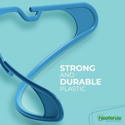 NEATERIZE Clothes Hangers Plastic 100 Pack for Adults - Plastic Hangers, The Perfect Coat Hanger and Space Saving Clothes Hangers for Closet - Blue Hangers - Image 6