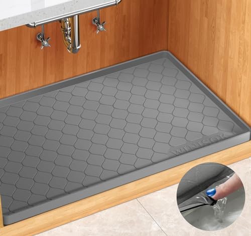 Winisok Waterproof Under Sink Mat 34" x 19", Silicone Mat, Dark Gray by Winisok