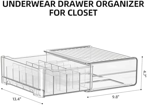 Underwear Drawer Organizer with Dividers, 24 Cell Stackable Sock Organizer for Closet, Plastic Underwear Storage Drawer for Closet, Bra Organizer for Baby Clothes, Panties, Belts, Ties, Scarf - Image 6