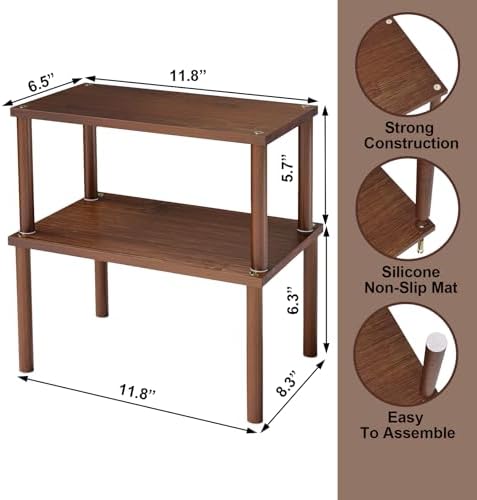 VERTORGAN 2 Pack Cabinet Organizer Shelf,Bamboo Countertop(Medium,Brown) - Image 6