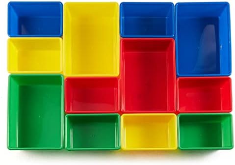 Amazon Basics Kids Toy Storage Organizer With 12 Plastic Bins, Natural Wood, Multicolor, for Bedroom and Playroom, 33.85"D x 12.79"W x 35.42"H - Image 5