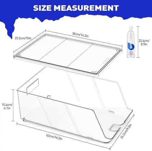 SCAVATA 1 Pack Water Bottle Organizer for Refrigerator, Stackable with Lid - Image 4