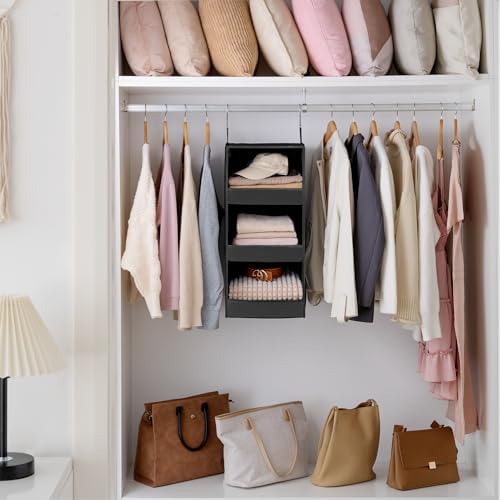 GRANNY SAYS 3-Shelf Hanging Closet Organizer, Collapsible Closet Hanging Shelves, Nursery Hanging Organizer, Black, 29 ½" H X 12" W X 12" D, 1-Pack - Image 2