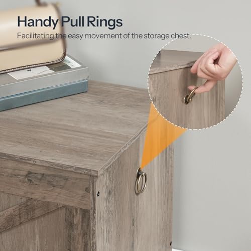 HOOBRO Storage Chest, 43.3" Toy Chest with Drawer, Wooden Storage Bench, Sturdy Entryway Bench Supports 330 lb, Shoe Bench, Safety Hinge, U-Shaped Opening, Easy Assembly, Greige BG711CW01G2 - Image 5