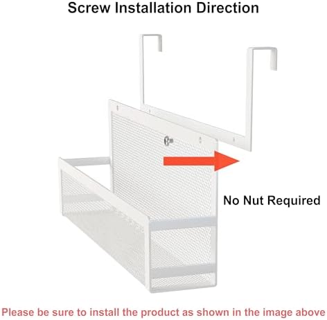 Hanging Bathroom Baskets Fine Mesh Wire Storage Basket Over Cabinet Door Organizer No Drilling Required for Kitchen Bathroom Office, 2 Larges, White - Image 3