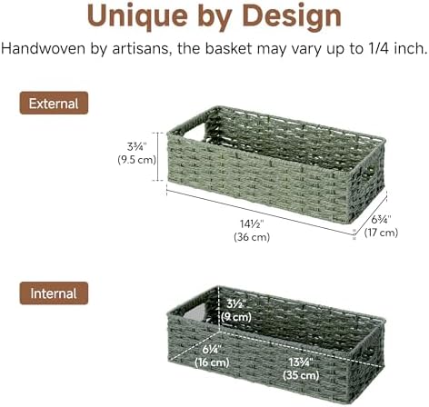 StorageWorks Wicker Toilet Basket Tank Topper for Sage Green Bathroom Decor - Image 7