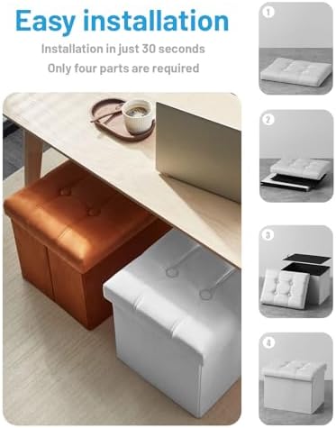 AmasSmile Ottoman with Storage,17" Folding Velvet Foot Rest Chest,White - Image 6