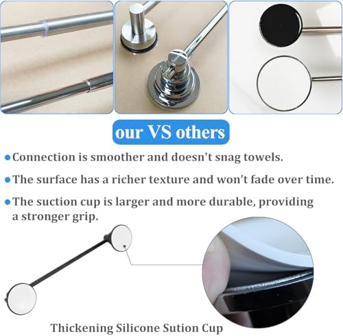 Sneatup Suction Cup Extendable 17-29" Stainless Steel Towel Bar (Matte Black) - Image 5