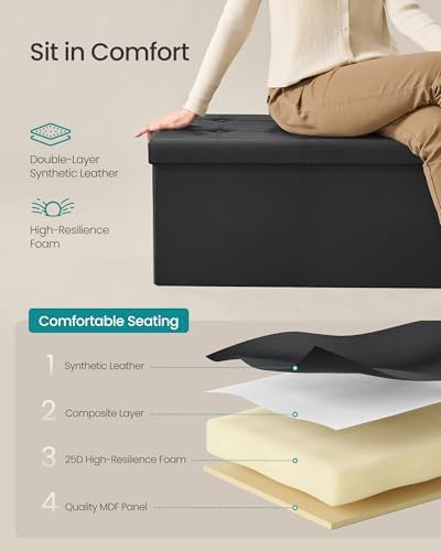 SONGMICS Storage Ottoman Bench, 30 Inches Folding Foot Rest Stool - Image 4