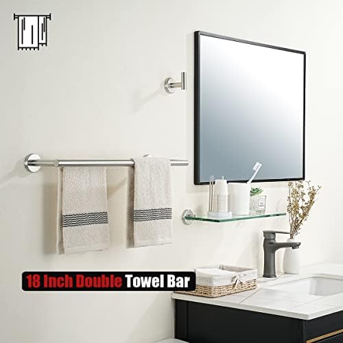 JQK Double Bath Towel Bar, 20.5 Inch 304 Stainless Steel Thicken 0.8mm Towel Rack Bathroom, Towel Holder Brushed Finished Wall Mount, Useable Length 18 Inch 2 Pack, TB100L18-BN-P2 - Image 5
