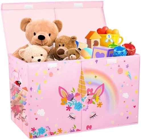 Large Toy Box, Sturdy Kids Storage Organizer for Boys Girls, 25"x13"x16" by Mabahoo