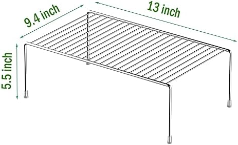 iPEGTOP Set of 2 Kitchen Cabinet Shelf Organizer, Medium (13 x 9.4 Inch) Bathroom Cabinet Organization Wire Shelf Rack, Rustproof Storage Space Saver Shelves for Countertops Pantries Utensils - Image 3