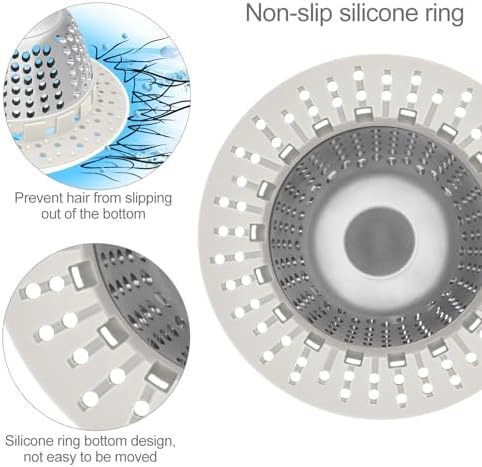 LEKEYE Shower Drain Hair Catcher/Shower Drain Cover/Drain Protector for Pop-Up & Regular Drains(Light Gray) - Image 5