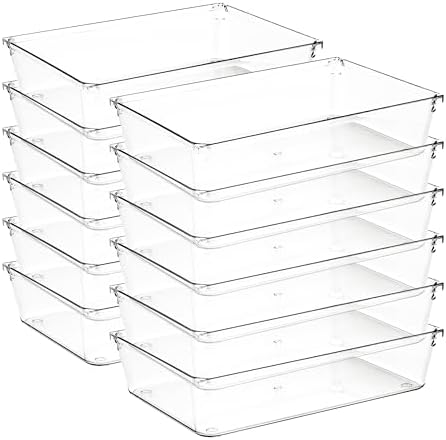 12 Pack Drawer Organizers, 6"X 9" Clear Acrylic Storage Bins by Ravinte+Decor