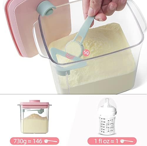 Ankou Formula Container - 1700ml Airtight Formula Dispenser One Button Handy Milk Powder Container BPA-Free Storage Containers with Scoop and Scraper Transparent 730g - Image 4