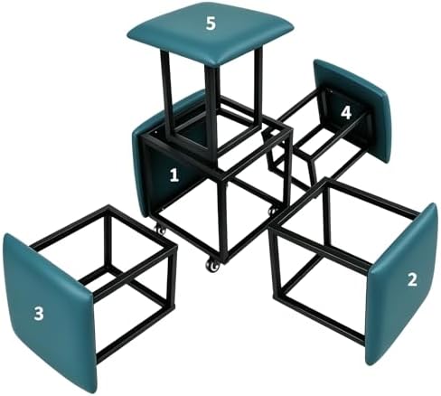 5 in 1 Nesting Leather Ottoman,Stylish Foot Stool with Wheels Living Room - Image 6