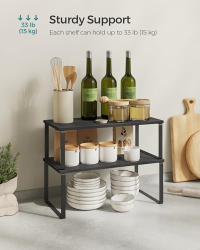 SONGMICS Cabinet Organizer Shelf, Set of 2 Spice Rack, Kitchen Storage - Image 4