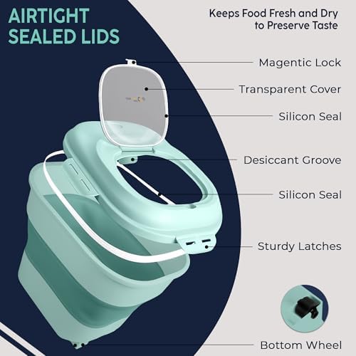 Dog Food Storage Container 30-35 lb, Airtight Collapsible Cute Dog Food Container with Wheels & Scoop, Stackable Pet Food Storage Container for Dog & Cat Food - Image 3