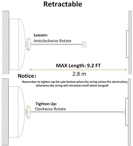 BESy Retractable Clothesline SUS304 Stainless Steel Clothes Dryer with Adjustable Stainless Steel Rope String Hotel Style Heavy Duty,9.2 Feets,Polished Chrome Finish, Round Style (Pack of 3) - Image 4