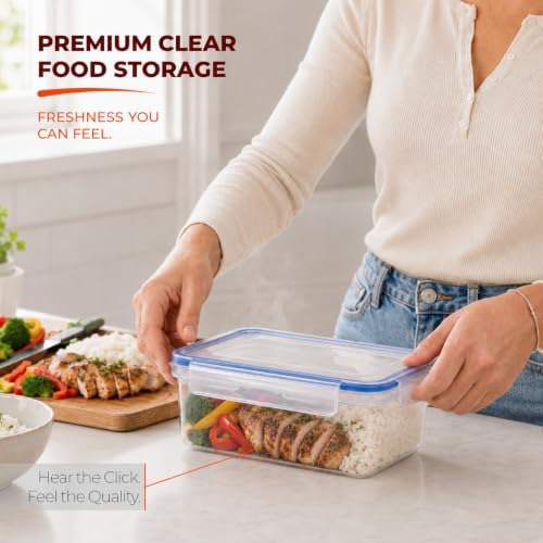 Tribello 38 oz Airtight Food Storage Containers with SnapTight Lids – Clear, Stackable, BPA-Free Meal Prep Containers for Kitchen, Freezer & Pantry Storage - Image 4